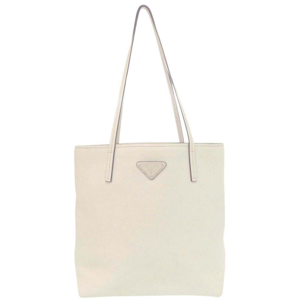 PRADA White Leather Shoulder Bag